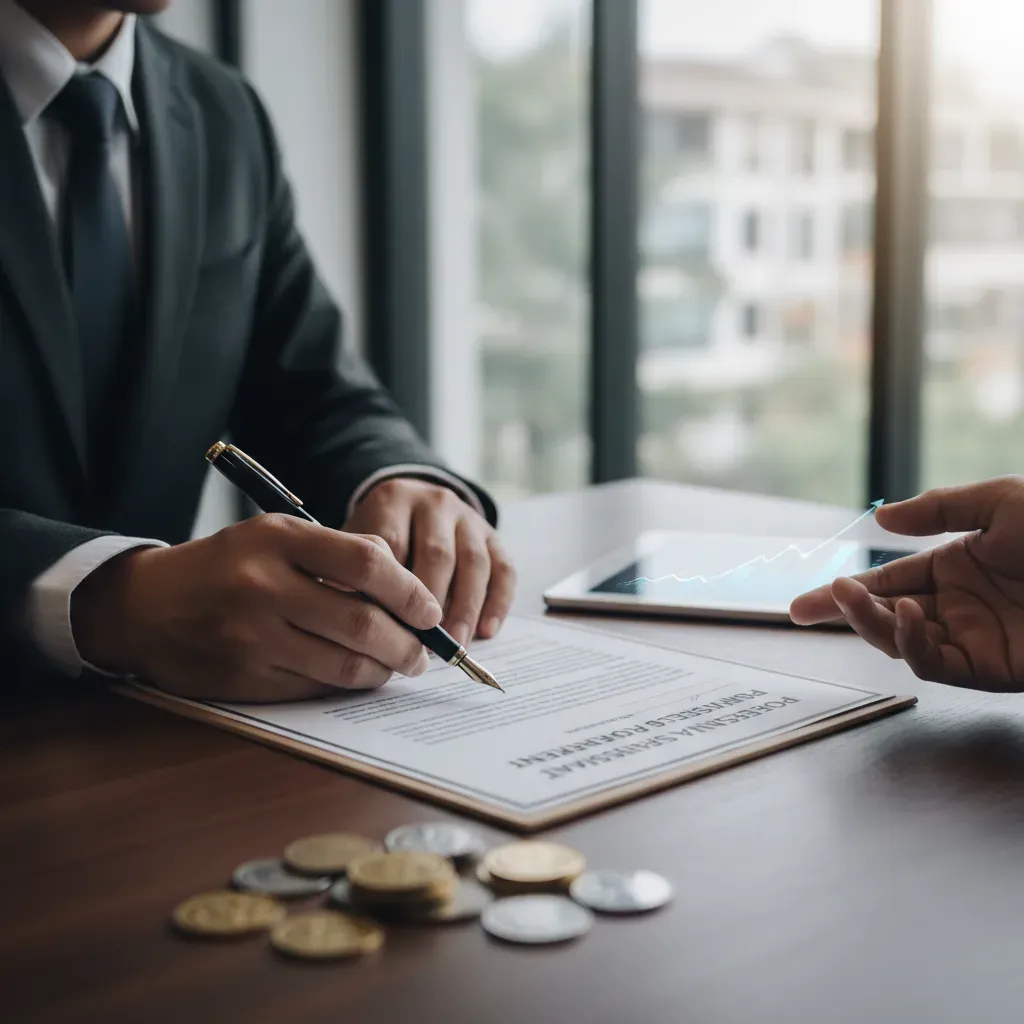 Profesjonalne usługi prawne i finansowe: podpisanie umowy.